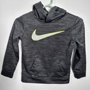 Boys‎ Black Nike Dri-Fit Hoodie Size 7/LG Hoodie Sweatshirt Large Logo On Front